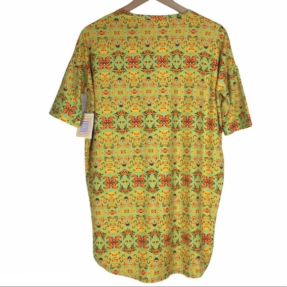 LULAROE Irma Tunic Top Leggings Material Hi Lo Hem Retro Mod Print Size XXS NWT - Picture 4 of 11